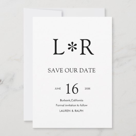 Invitation Black & White | Stylish Modern Save the Date (Devant)