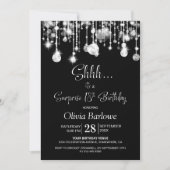 Invitation Black White Surprise 18e fête d'anniversaire (Devant)