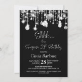 Invitation Black White Surprise 21e fête d'anniversaire (Devant)