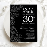 Invitation Black White Surprise 30e anniversaire<br><div class="desc">Black White Surprise 30th Birthday Invitation. Le minimaliste design féminin moderne présente des accents botaniques et des caractères typographiques. Carte invitation florale simple parfaite pour une célébration anniversaire surprise femme élégante. Invitations Zazzle imprimées ou téléchargement instantané modèle imprimable numérique.</div>