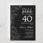 Invitation Black White Surprise 40e anniversaire (Devant)