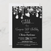 Invitation Black White Surprise 55e fête d'anniversaire (Devant)