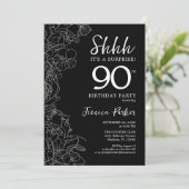 Invitation Black White Surprise 90e anniversaire (Debout devant)