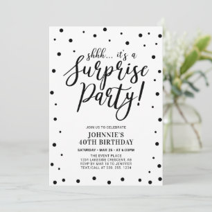 Invitation Black & White   Surprise Party d'anniversaire pour
