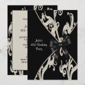 Invitation Black White Swirl 40e anniversaire de fête Invitat (Devant / Derrière)