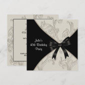 Invitation Black White Swirl 40e anniversaire de fête Invitat (Devant / Derrière)