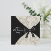 Invitation Black White Swirl 40e anniversaire de fête Invitat (Debout devant)