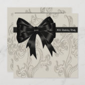 Invitation Black White Swirl 40ème anniversaire (Devant / Derrière)