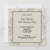 Invitation Black White Swirl 40ème anniversaire (Dos)