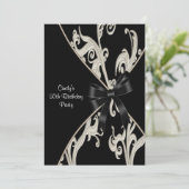 Invitation Black White Swirl 50e anniversaire de fête Invitat (Debout devant)