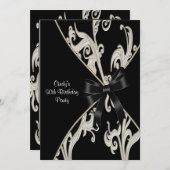 Invitation Black White Swirl 50e anniversaire de fête Invitat (Devant / Derrière)