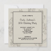 Invitation Black White Swirl Womans 50e fête d'anniversaire (Dos)