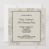 Invitation Black White Swirl Womans 50e fête d'anniversaire (Dos)