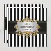 Invitation Black White Trappe Anniversaire Fête Invit (Devant / Derrière)