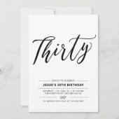 Invitation Black & White Trente minimum 30e fête d'anniversai (Devant)