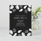 Invitation Black & White Tropical Feuilles Elegant Chic Party (Debout devant)