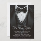 Invitation Black White Tuxedo Mens N'importe quel nombre Anni (Devant)