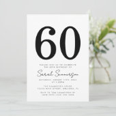 Invitation Black White Typography Sixty 60th Birthday Party (Debout devant)