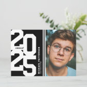 Invitation Black White Varsity Sport Photo Party Graduation (Debout devant)