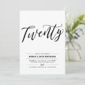 Invitation Black & White Vingt minimum 20e fête d'anniversair (Debout devant)