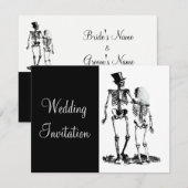 Invitation Black White Vintage Skeleton Goth Wedding Invitati (Devant / Derrière)