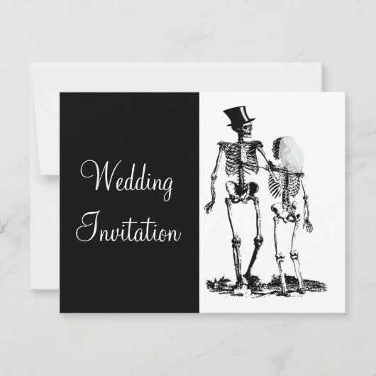 Invitation Black White Vintage Skeleton Goth Wedding Invitati (Devant)