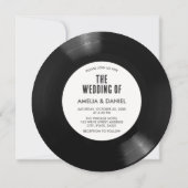 Invitation Black White Vinyl Record rose Disco Mariage (Dos)