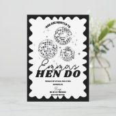 Invitation Black White Wavy Bachelorette Party Hen Itinéraire (Debout devant)
