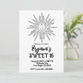 Invitation Black & White Whimsical Sun Celestial S (Debout devant)