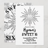 Invitation Black & White Whimsical Sun Celestial S (Devant / Derrière)