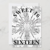 Invitation Black & White Whimsical Sun Celestial Sweet 16 (Dos)
