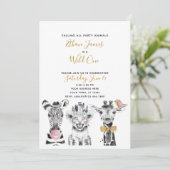 Invitation Black White Wild One Child's First Birthday Party (Debout devant)