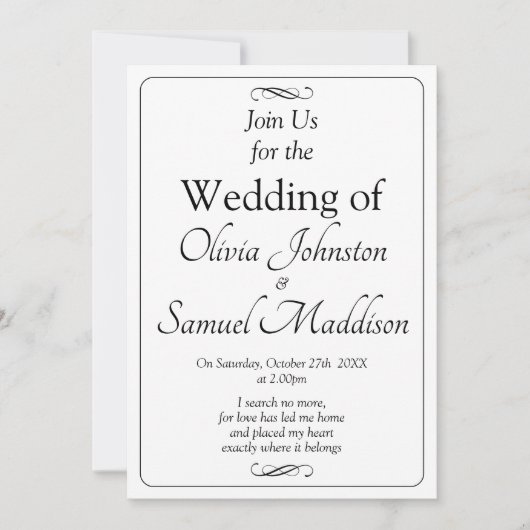 Invitation Black & White with Infinity Scroll Wedding Suite, (Devant)