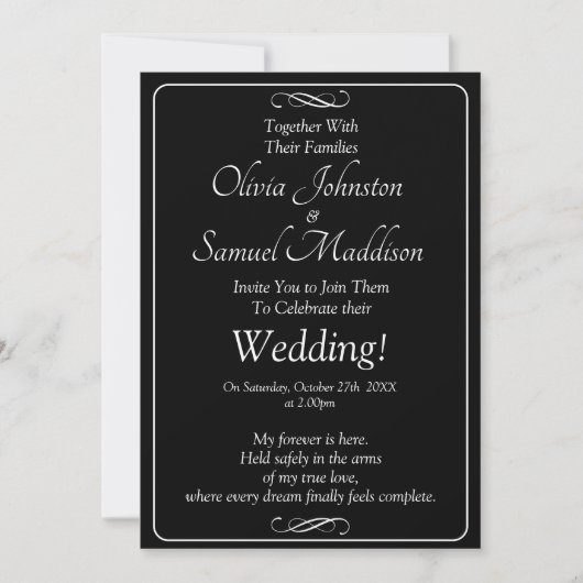 Invitation Black & White with Infinity Scroll Wedding Suite, (Devant)