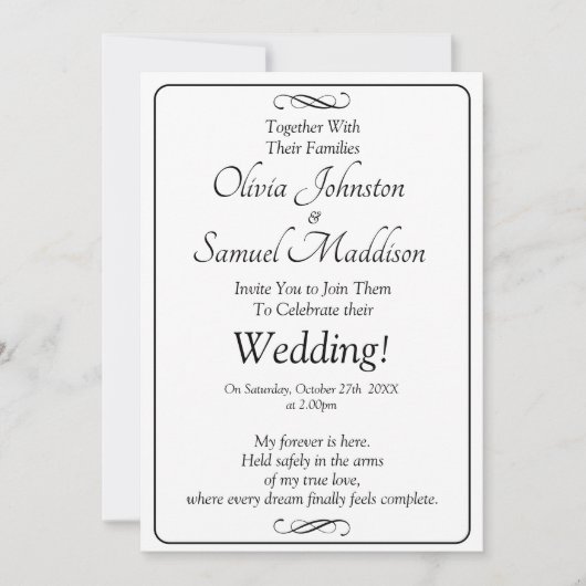 Invitation Black & White with Infinity Scroll Wedding Suite, (Devant)