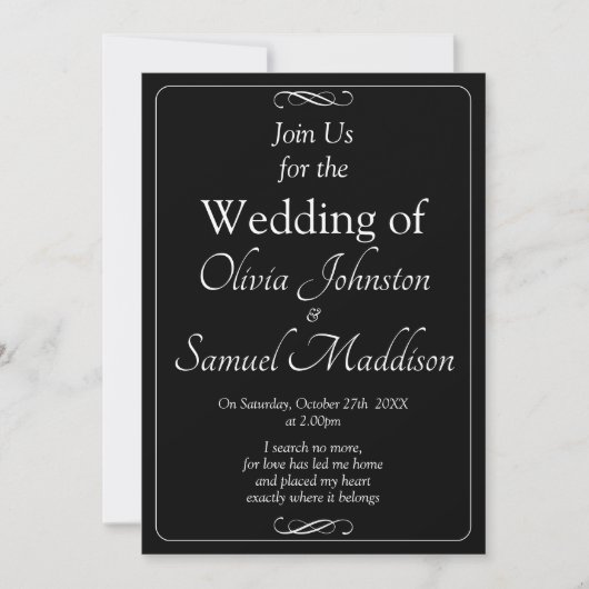 Invitation Black & White with Infinity Scroll Wedding Suite, (Devant)