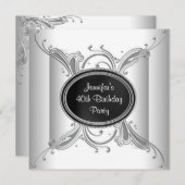 Invitation Black White Womans 40e anniversaire fête (Devant / Derrière)