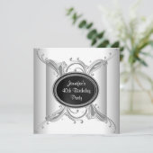 Invitation Black White Womans 40e anniversaire fête (Debout devant)