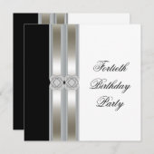 Invitation Black White Womans 40e anniversaire fête (Devant / Derrière)