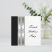 Invitation Black White Womans 40e anniversaire fête (Debout devant)