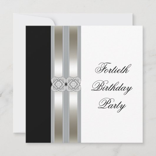 Invitation Black White Womans 40e anniversaire fête (Devant)