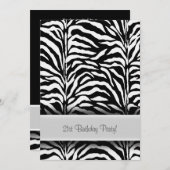 Invitation Black White Zebra 21ème anniversaire (Devant / Derrière)