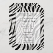 Invitation Black White Zebra Imprimer Animal (Devant / Derrière)