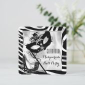 Invitation Black White Zebra Masquerade Ball Party 2 (Debout devant)