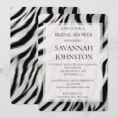 Invitation Black White Zebra Poster de animal douche nuptiale (Devant / Derrière)