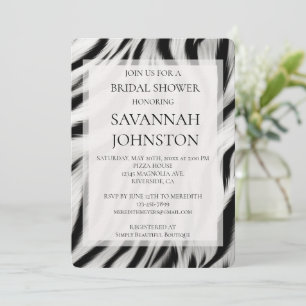 Invitation Black White Zebra Poster de animal douche nuptiale