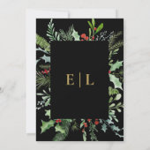 Invitation Black Winter Berry Leaf Botanical Monogram Wedding (Dos)