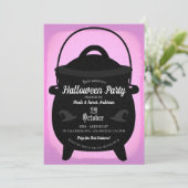 Invitation Black Witch Cauldron Pink Halloween Party (Debout devant)
