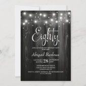 Invitation Black Wood 80th Birthday Party (Devant)