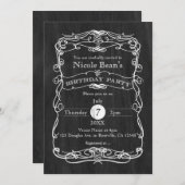 Invitation Black Wood Blanc Vintage ANNIVERSAIRE FÊTE Invitat (Devant / Derrière)